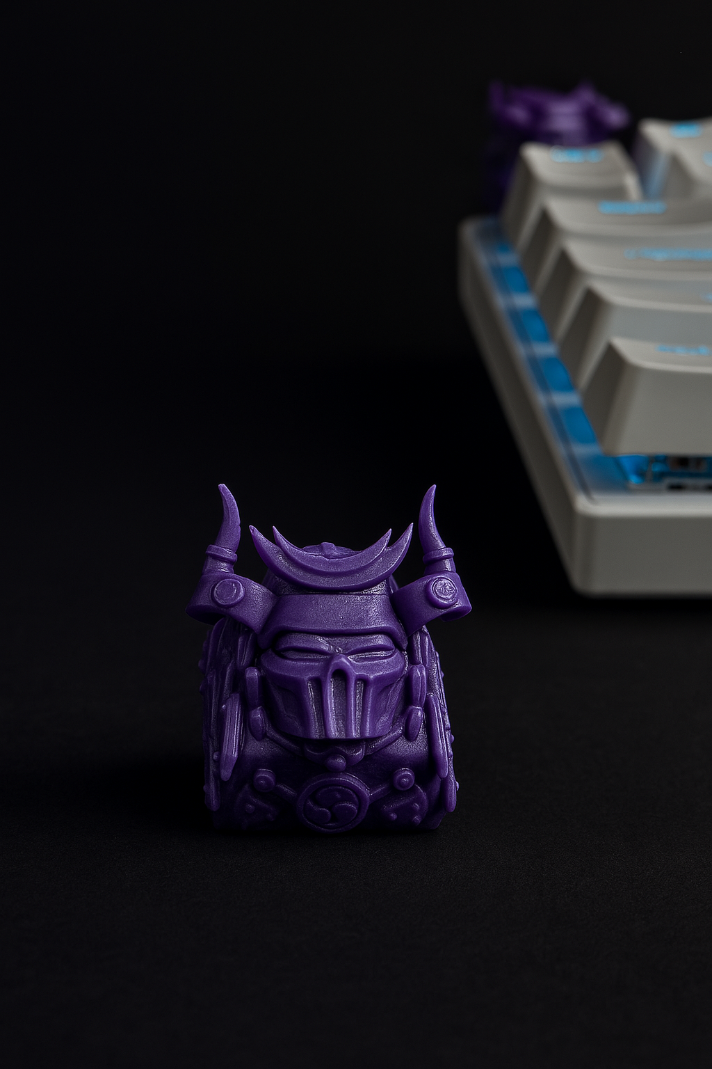 Purple samurai artisan keycap front view