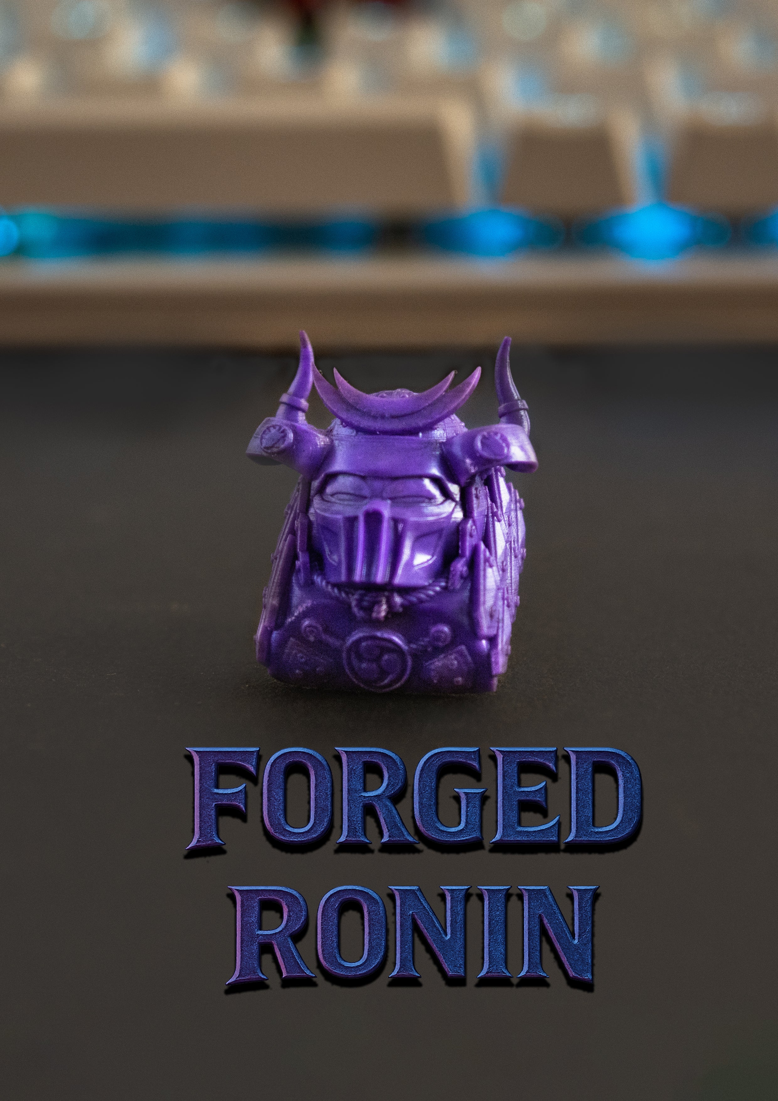 Purple artisan keycap front side, samurai artisan keycap front side